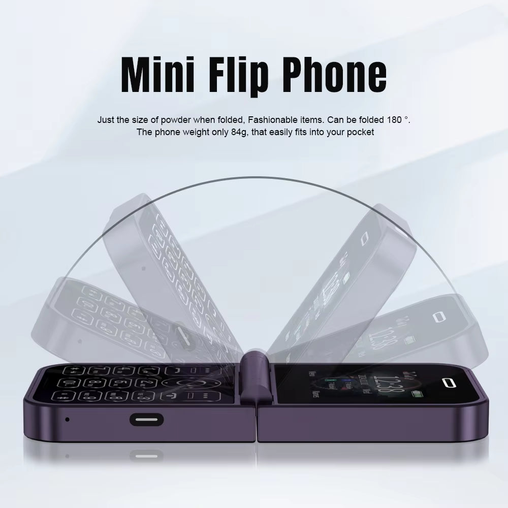 New  Mini Flip Mobile Phone Dual SIM Card 2G GSM 2.0 Inch Screen Speed Dial Magic Voice Torch FM Blacklist Small Flip Phone