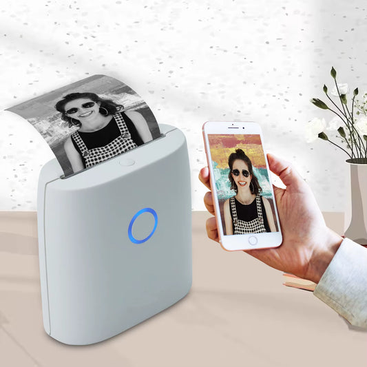 Portable 203 DPI Thermal Photo Printer 58 Mm Mini Pocket Mobile Unit with Label Paper Easy Use Perfect Gift Kids Office Setting