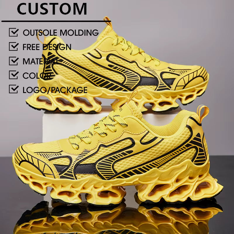 Custom Logo Casual Outdoor Walking & Running Chunky Sneakers Height Increasing Fly Knitting Zapatillas Anti-Slip Feature