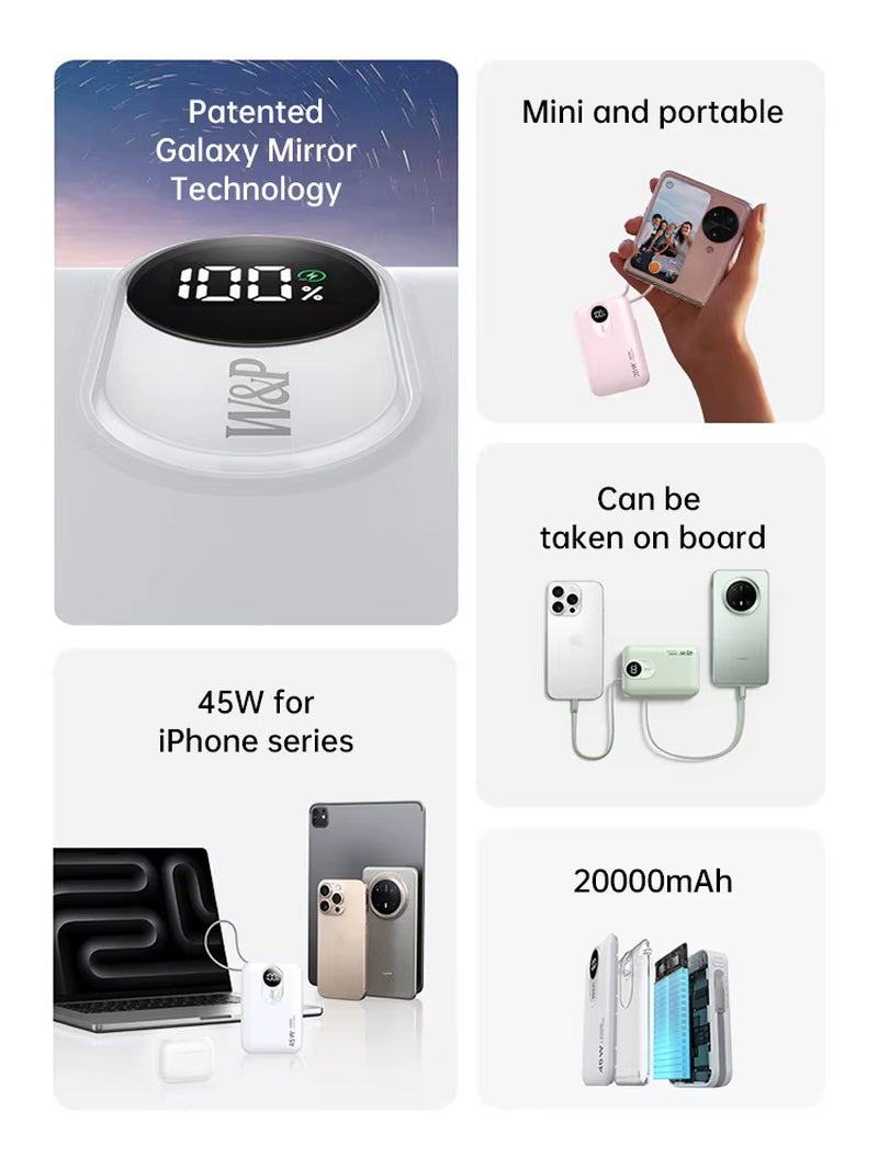 W&P High Capacity 45W Power Bank Multi-Compatible Fast Charging Power Bank for All Mobile Phone